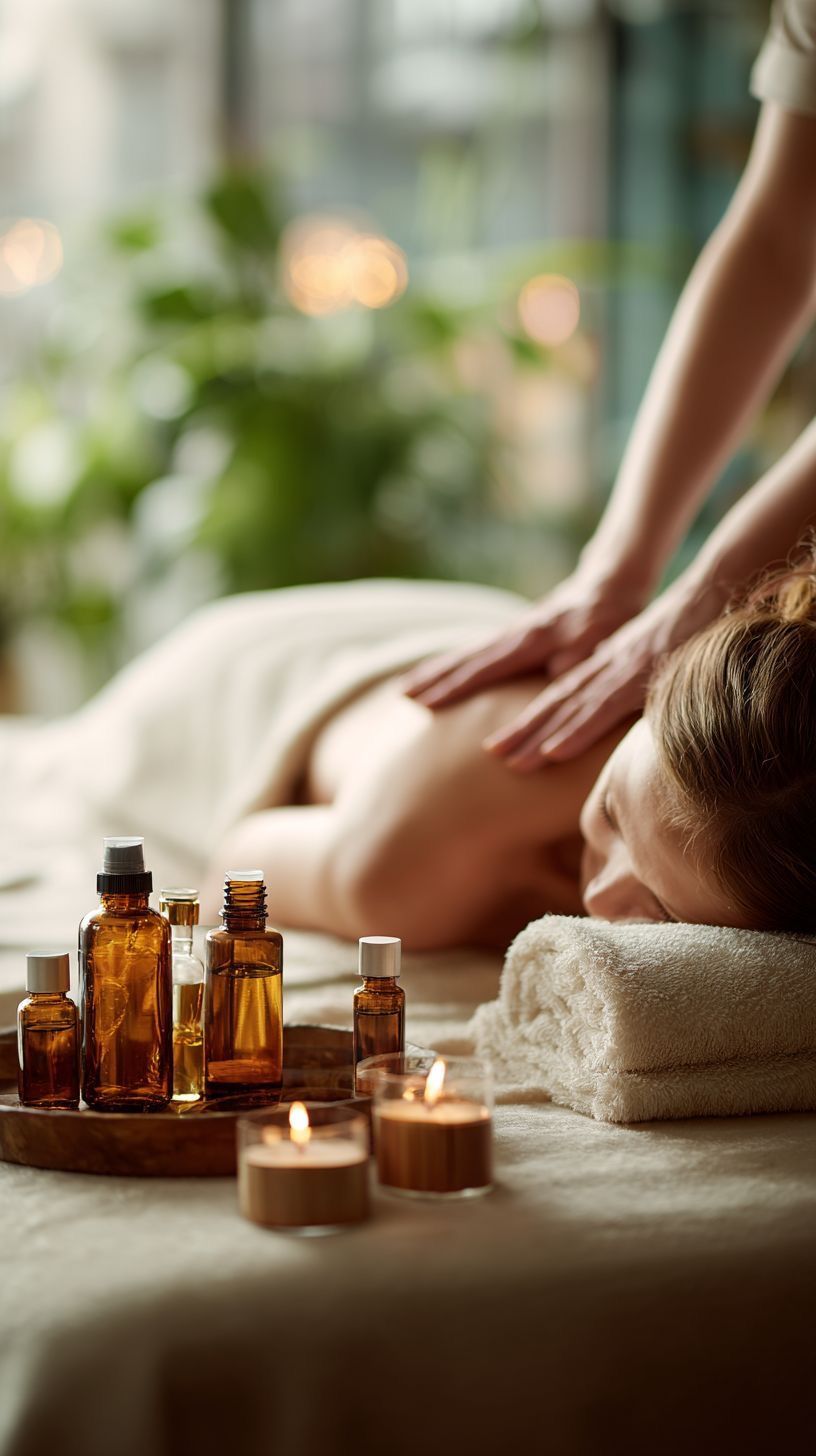 Warm herbal oils prepared for a postnatal massage